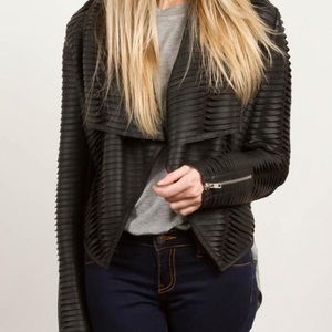Patrizia Luca Faux Leather pleated jacket